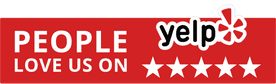 People Love Us on Yelp badge with five stars highlighting excellent client reviews in Sherman Oaks California